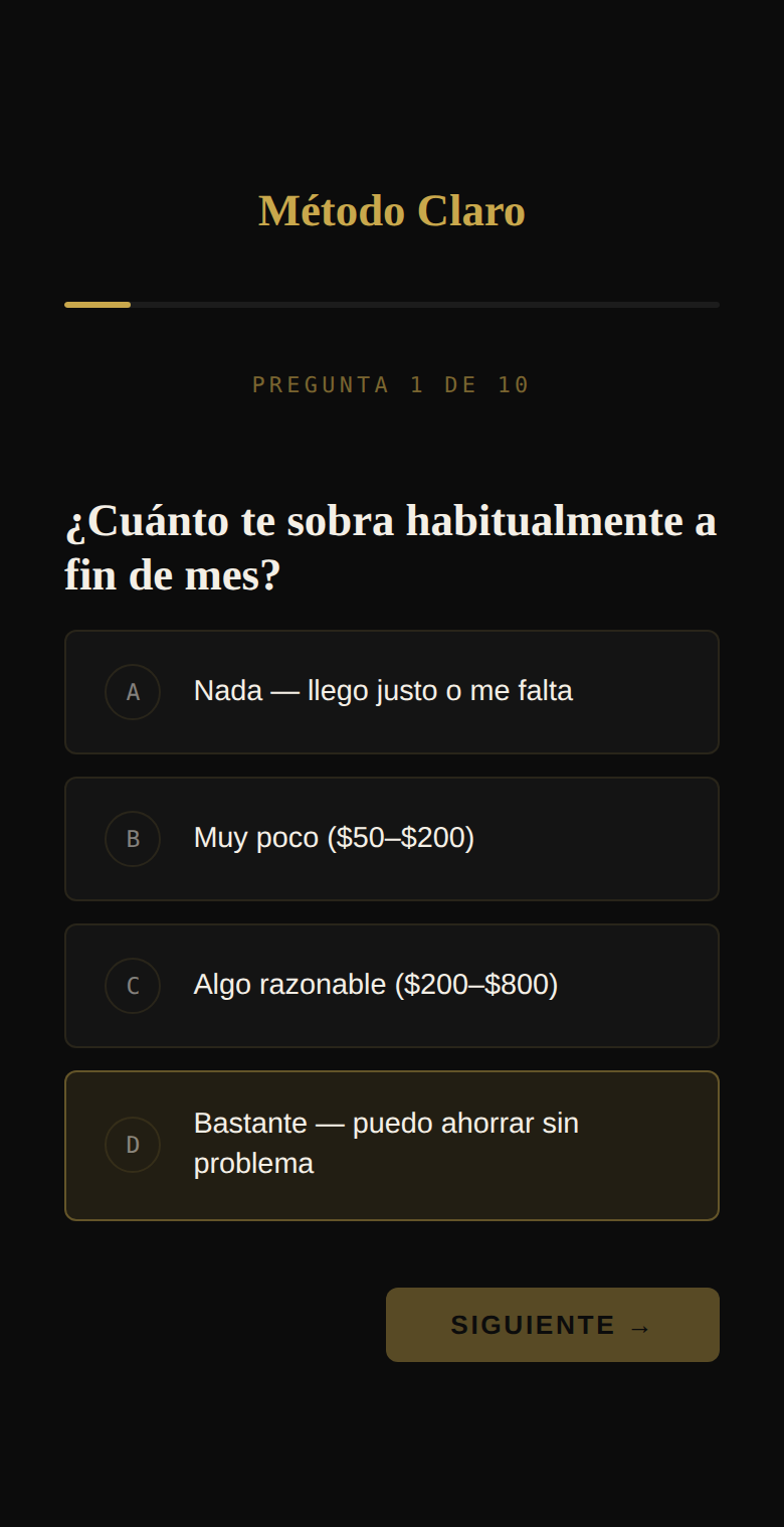 Pantalla de la app Método Claro
