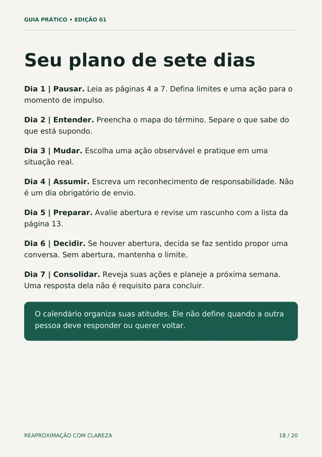 Página real do guia com o plano de sete dias